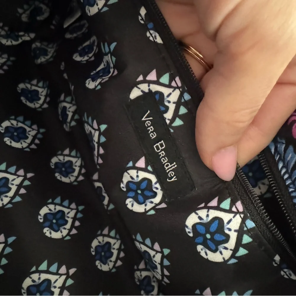 Vera Bradley Mini Duffel Bramble Print Quilted Purse Missing Long Strap - Picture 8 of 10